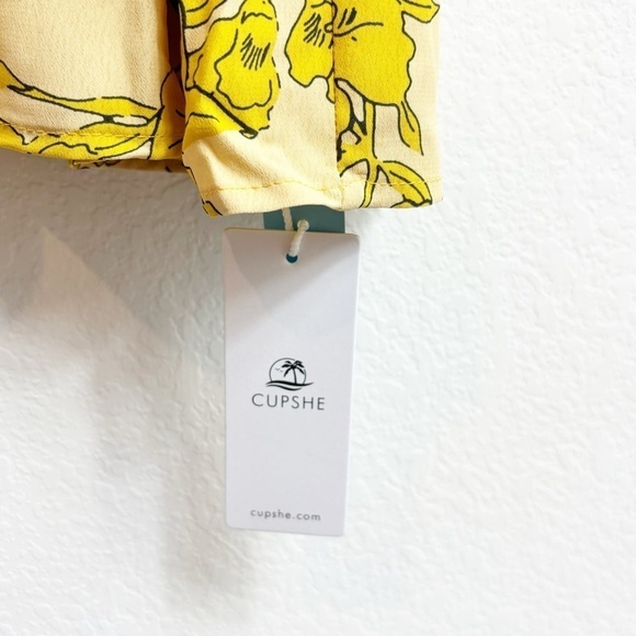 CUPSHE YELLOW FLORAL PRINT ONE  SHOULDER WOMEN SUMMER DRESS SIZE XS BRAND NEW - Picture 6 of 11